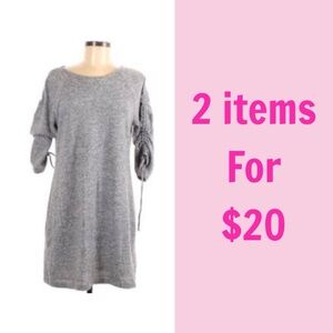 A New Approach Womens Gray Adjustable Sleeves Crew Neck Sweater Dress Size M